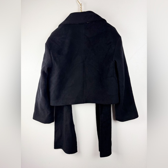 Reformation Porter wool blend cropped jacket black scarf - Picture 5 of 6